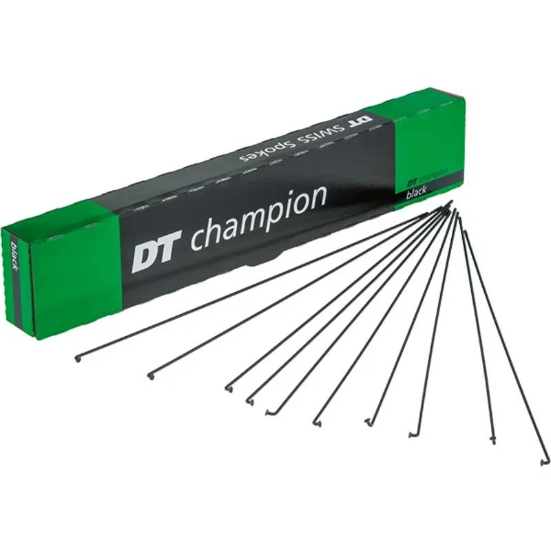 DT Swiss Champion Spoke: 2.0mm 300mm J-Bend Black Box Of 100 Black