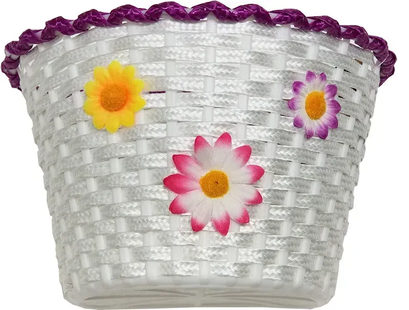 Cyclists' Choice SW912S Flower Basket Small in White W/ Purple Trim