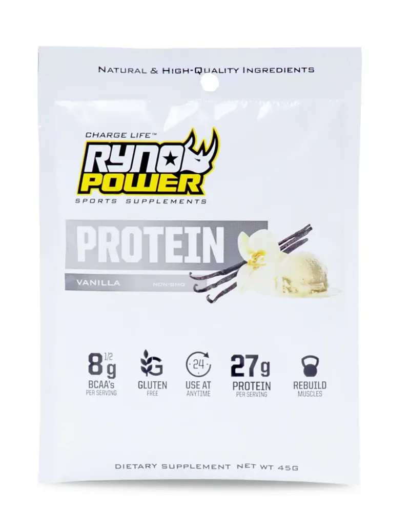 Ryno Power Premium Whey Protein Powder Single Serving in Vanilla